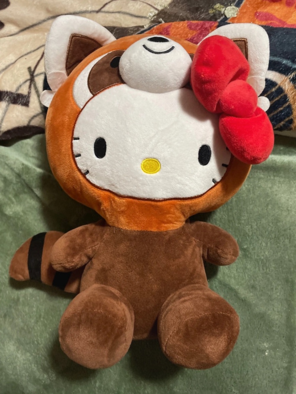 Sanrio Hello Kitty Plush in Brown Tan Outfit with Red Bow